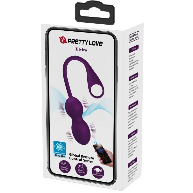 Pretty Love Elvira Kegel Balls App Remote Control Purple | Niks.fi verkkokauppa