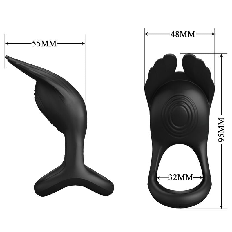 Pretty Love Vibrant Penis Ring 7 Vibrations Black Silicone | Niks.fi verkkokauppa