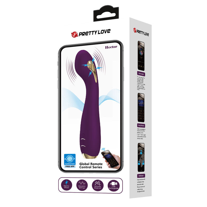 Pretty Love Hector Electroshock Vibrator By App Control Purple | Niks.fi verkkokauppa