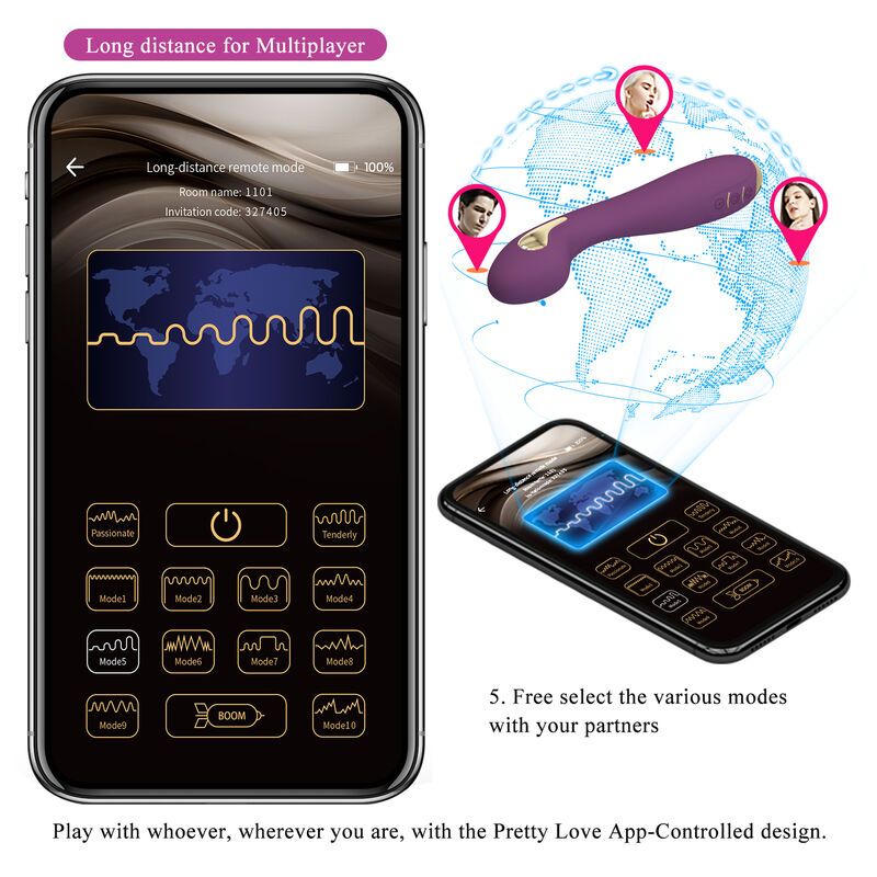Pretty Love Hector Electroshock Vibrator By App Control Purple | Niks.fi verkkokauppa