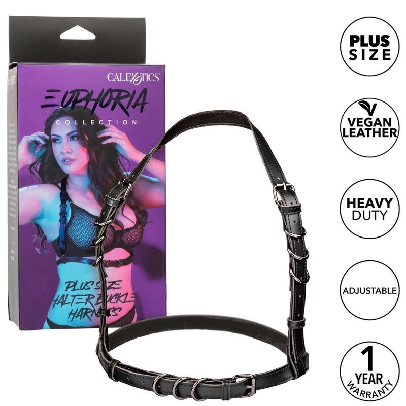 Calexotics Euphoria Plus Size Halter Buckle Harness Black | Niks.fi verkkokauppa