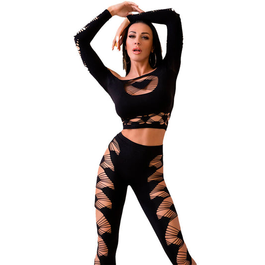 Chilirose Cr 4436 Top & Leggins Black S/L | Niks.fi verkkokauppa