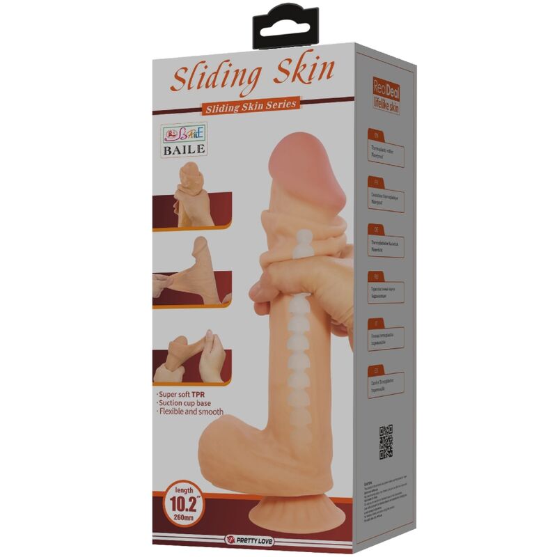 Pretty Love Sliding Skin Series Realistic Dildo With Sliding Skin Suction Cup Flesh 26 Cm | Niks.fi verkkokauppa