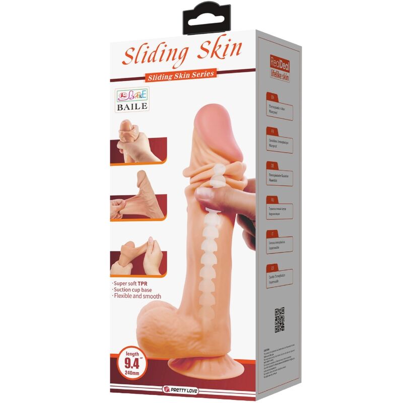 Pretty Love Sliding Skin Series Realistic Dildo With Sliding Skin Suction Cup 24 Cm | Niks.fi verkkokauppa