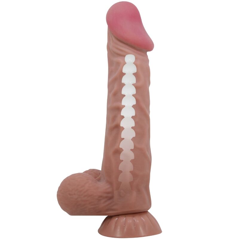Pretty Love Sliding Skin Series Realistic Dildo With Sliding Skin Suction Cup Brown 24 Cm | Niks.fi verkkokauppa