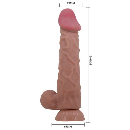Pretty Love Sliding Skin Series Realistic Dildo With Sliding Skin Suction Cup Brown 24 Cm | Niks.fi verkkokauppa