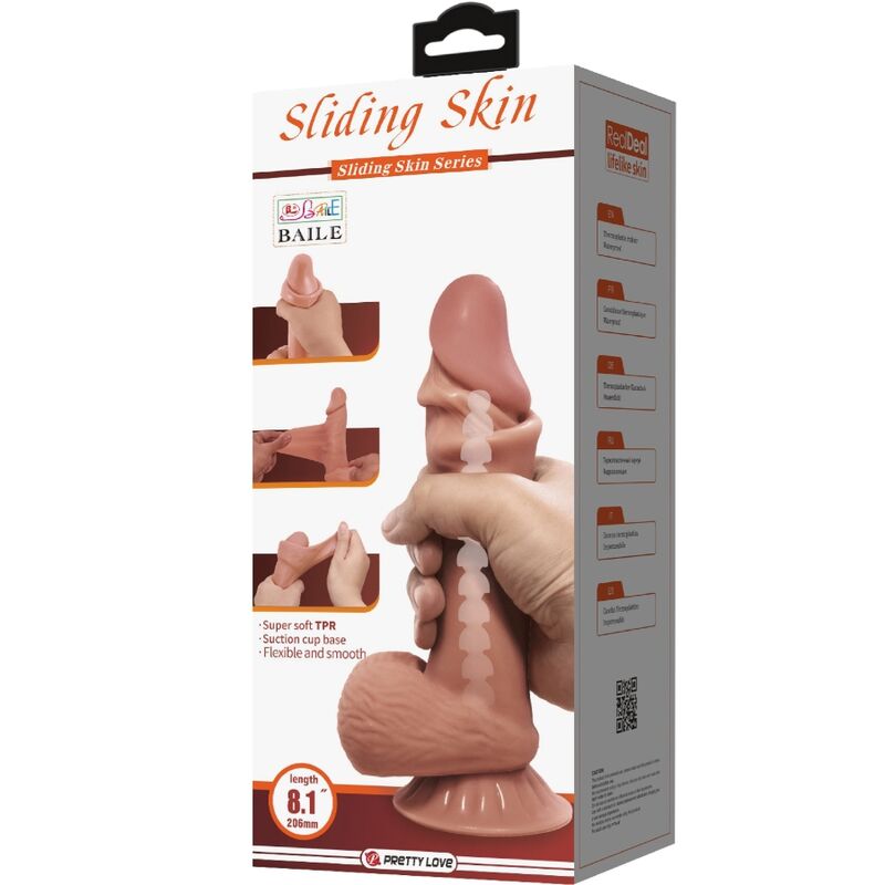 Pretty Love Sliding Skin Series Realistic Dildo With Sliding Brown Skin Suction Cup 19.4 Cm | Niks.fi verkkokauppa
