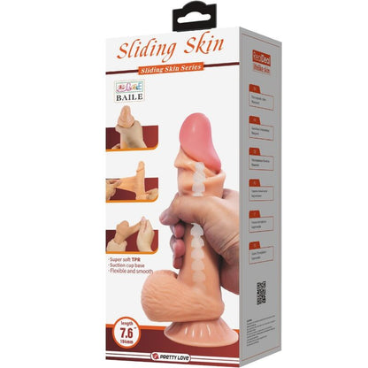 Pretty Love Sliding Skin Series Realistic Dildo With Sliding Skin Suction Cup 19.4 Cm | Niks.fi verkkokauppa
