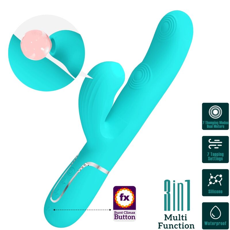 Pretty Loveperlita Multifunction 3 In 1 G-Spot Vibrator Aqua Green | Niks.fi verkkokauppa