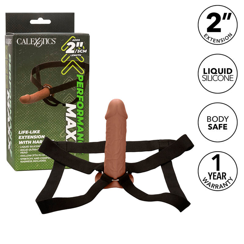 Calexotics Performance Maxx Life-Like Extension With Harness Brown Skin | Niks.fi verkkokauppa