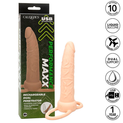 Calexotics Performance Maxx Rechargable Dual Penetrator Light Skin | Niks.fi verkkokauppa