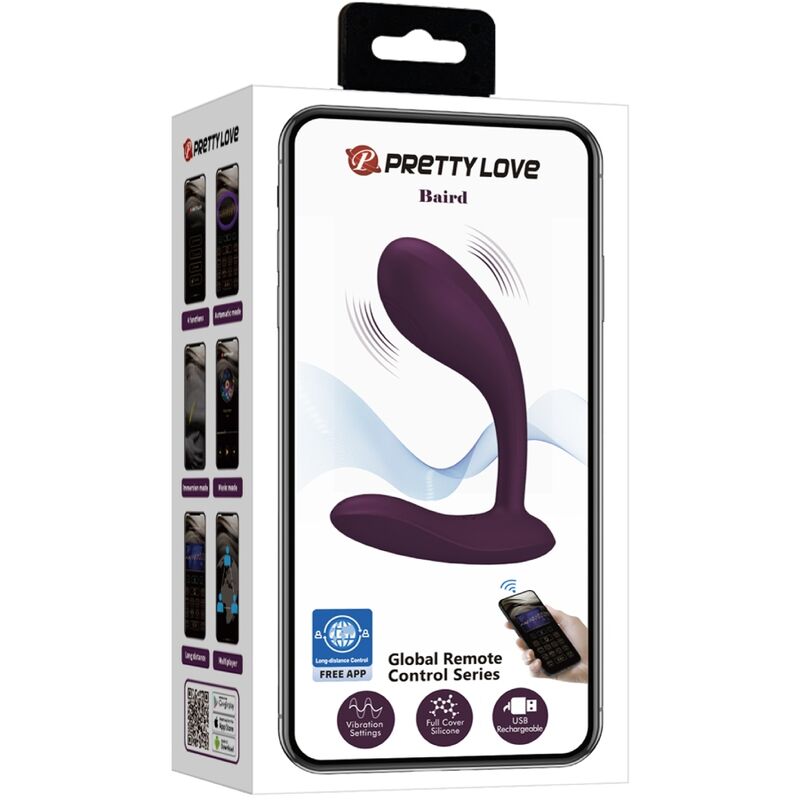 Pretty Love Baird G-Spot 12 Vibrations Rechargeable Lila App | Niks.fi verkkokauppa