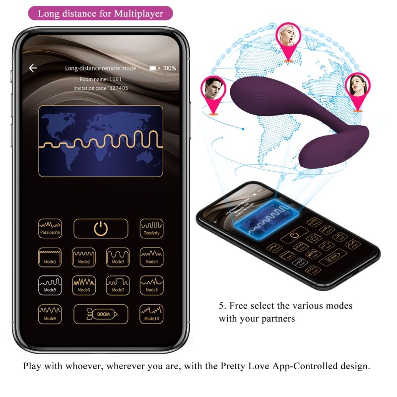Pretty Love Baird G-Spot 12 Vibrations Rechargeable Lila App | Niks.fi verkkokauppa