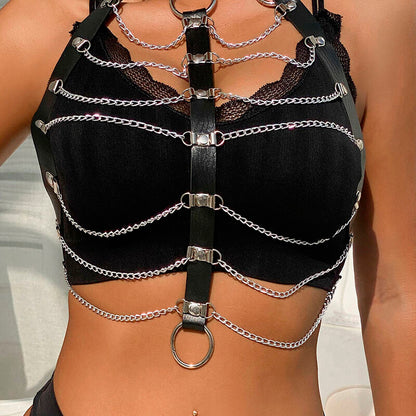 Subblime Chest Harness Leather Chains Black One Size | Niks.fi verkkokauppa