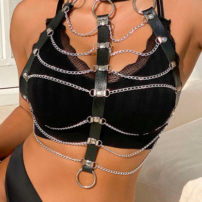 Subblime Chest Harness Leather Chains Black One Size | Niks.fi verkkokauppa