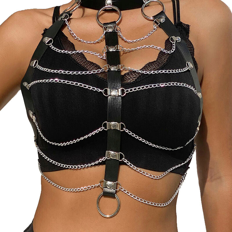 Subblime Chest Harness Leather Chains Black One Size | Niks.fi verkkokauppa