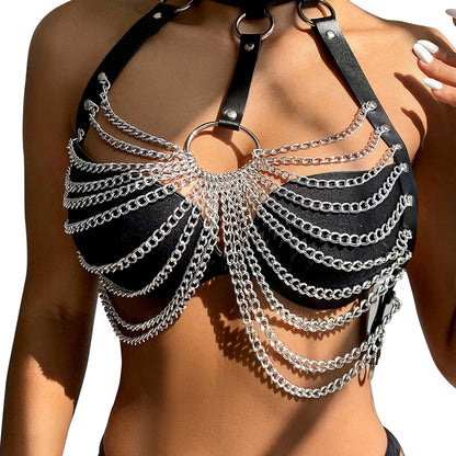 Subblime Chest Harness With Big Ring Chains One Size | Niks.fi verkkokauppa