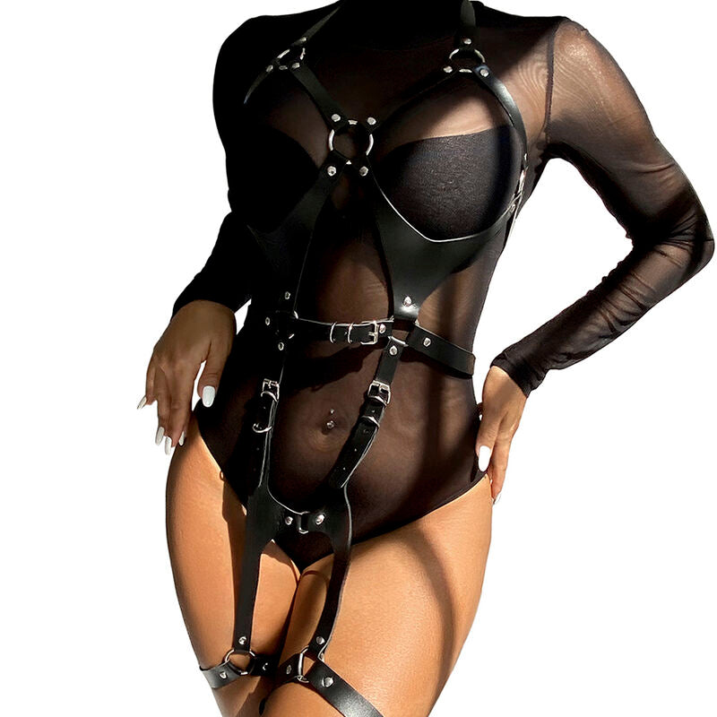 Subblime Full Body Harness With Leather Buckles Black One Size | Niks.fi verkkokauppa