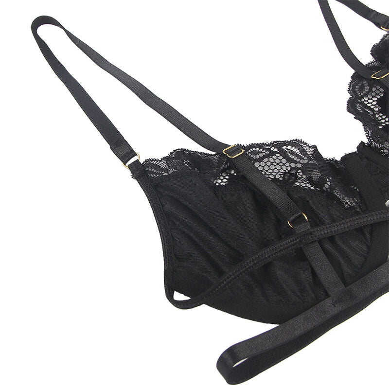 Subblimeset Of 3 Pieces Bra + Thong + Lace Garter Black S/M | Niks.fi verkkokauppa