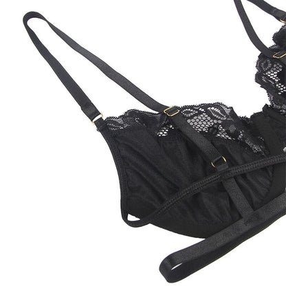 Subblimeset Of 3 Pieces Bra + Thong + Lace Garter Black S/M | Niks.fi verkkokauppa
