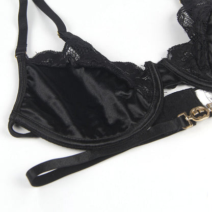 Subblimeset Of 3 Pieces Bra + Thong + Lace Garter Black S/M | Niks.fi verkkokauppa