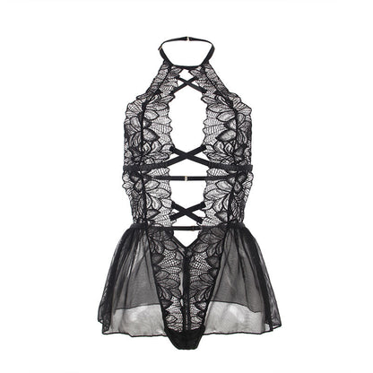 Subblime Teddy Halter Neck Bare Back Lace Black S/M | Niks.fi verkkokauppa