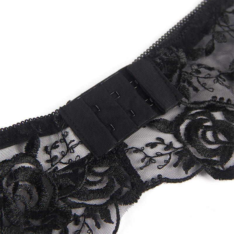 Subblimeset Of 3 Pieces Bra + Thong + Garter Floral Print Black L/Xl | Niks.fi verkkokauppa