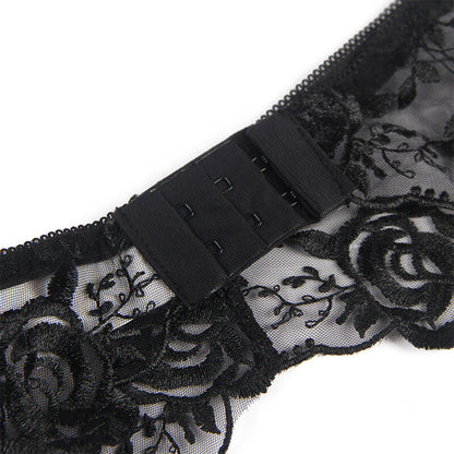 Subblimeset Of 3 Pieces Bra + Thong + Garter Floral Print Black L/Xl | Niks.fi verkkokauppa