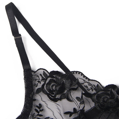 Subblimeset Of 3 Pieces Bra + Thong + Garter Floral Print Black L/Xl | Niks.fi verkkokauppa