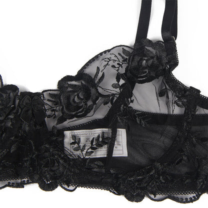 Subblimeset Of 3 Pieces Bra + Thong + Garter Floral Print Black L/Xl | Niks.fi verkkokauppa