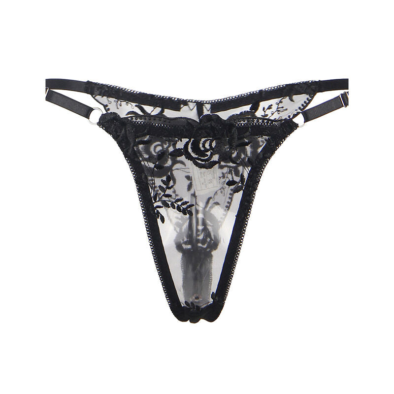 Subblimeset Of 3 Pieces Bra + Thong + Garter Floral Print Black L/Xl | Niks.fi verkkokauppa