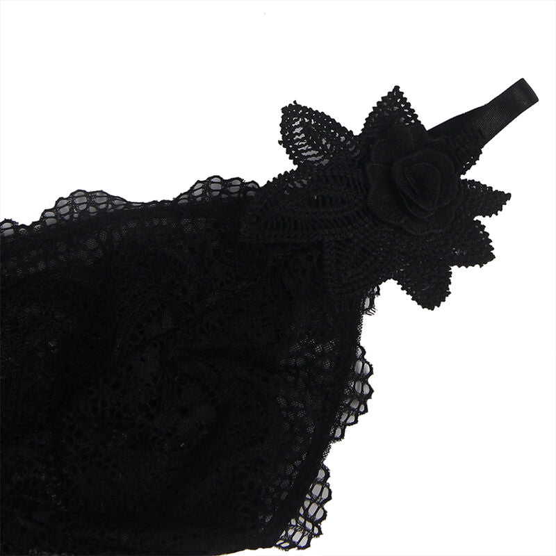 Subblime Babydoll Tulle Fabric With Lace And Flower Detail Black S/M | Niks.fi verkkokauppa