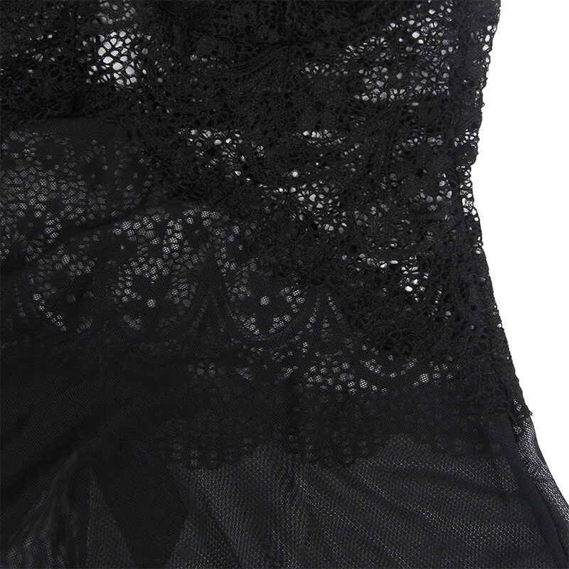 Subblime Babydoll Tulle Fabric With Lace And Flower Detail Black L/Xl | Niks.fi verkkokauppa