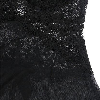 Subblime Babydoll Tulle Fabric With Lace And Flower Detail Black L/Xl | Niks.fi verkkokauppa