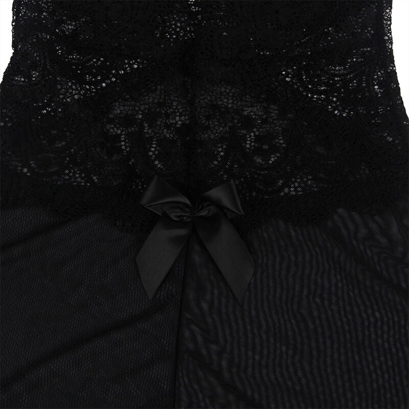 Subblime Babydoll Tulle Fabric With Lace And Flower Detail Black L/Xl | Niks.fi verkkokauppa