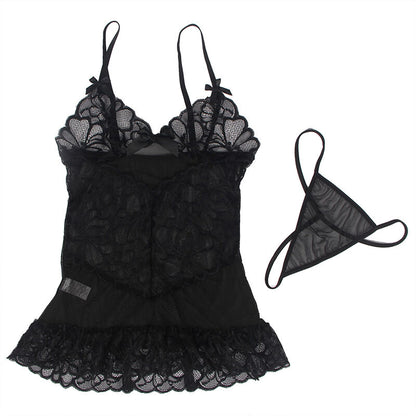 Subblime Babydoll With Adjustable Straps And Transparent Lace Floral Print Black S/M | Niks.fi verkkokauppa