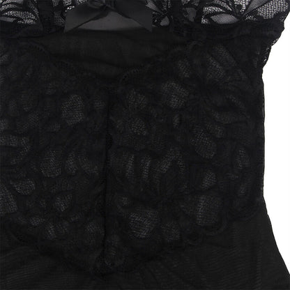 Subblime Babydoll With Adjustable Straps And Transparent Lace Floral Print Black S/M | Niks.fi verkkokauppa
