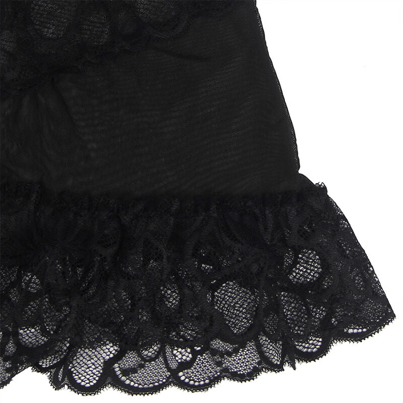 Subblime Babydoll With Adjustable Straps And Transparent Lace Floral Print Black S/M | Niks.fi verkkokauppa