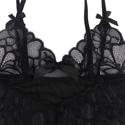 Subblime Babydoll With Adjustable Straps And Transparent Lace Floral Print Black S/M | Niks.fi verkkokauppa