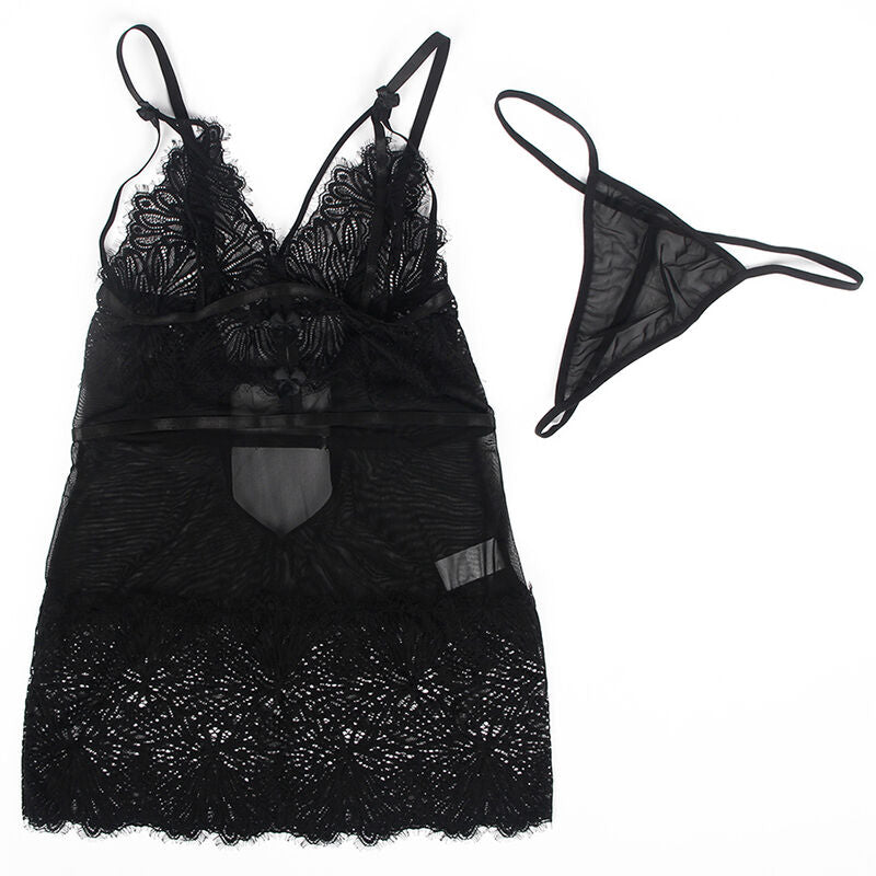 Subblime Babydoll With Adjustable Lace Straps Black S/M | Niks.fi verkkokauppa