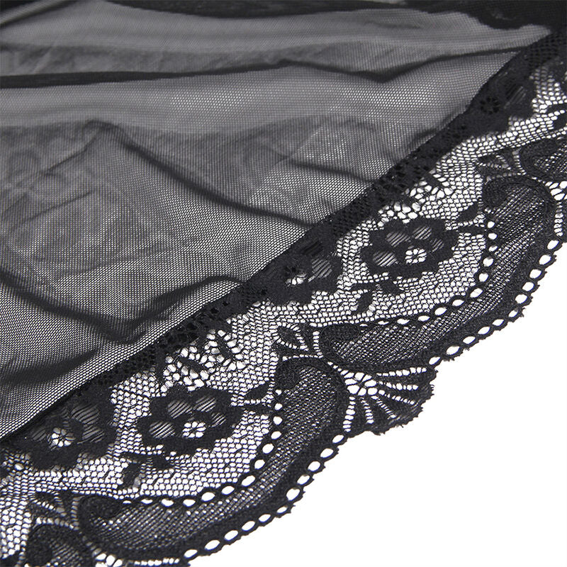 Subblime Transparent Fabric Robe With Lace Detail Black L/Xl | Niks.fi verkkokauppa
