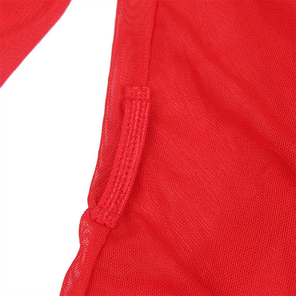 Subblime Transparent Fabric Robe With Lace Detail Red S/M | Niks.fi verkkokauppa