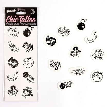 Secret Play Set Of 10 Spicy Collection Temporary Tattoos | Niks.fi verkkokauppa