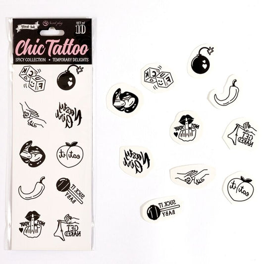 Secret Play Set Of 10 Spicy Collection Temporary Tattoos | Niks.fi verkkokauppa