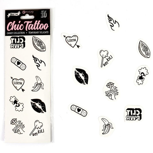 Secret Play Set Of 10 Candy Collection Temporary Tattoos | Niks.fi verkkokauppa