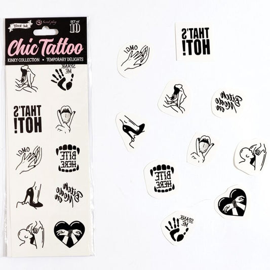 Secret Play Set Of 10 Temporary Tattoos Kinky Collection | Niks.fi verkkokauppa