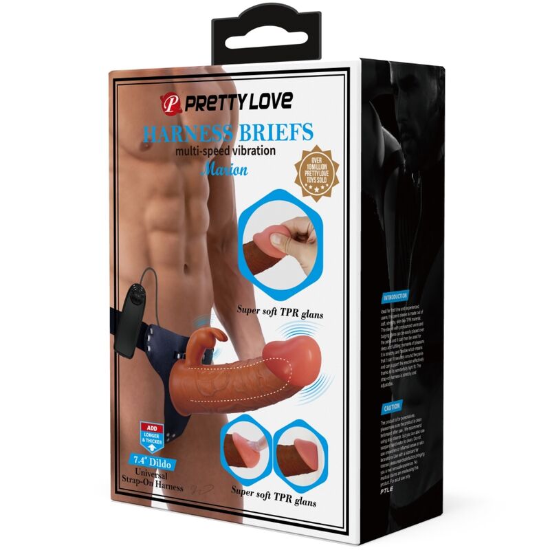 Marion Harness Universal Briefs With Vibration Dildo 19 Cm Brown | Niks.fi verkkokauppa