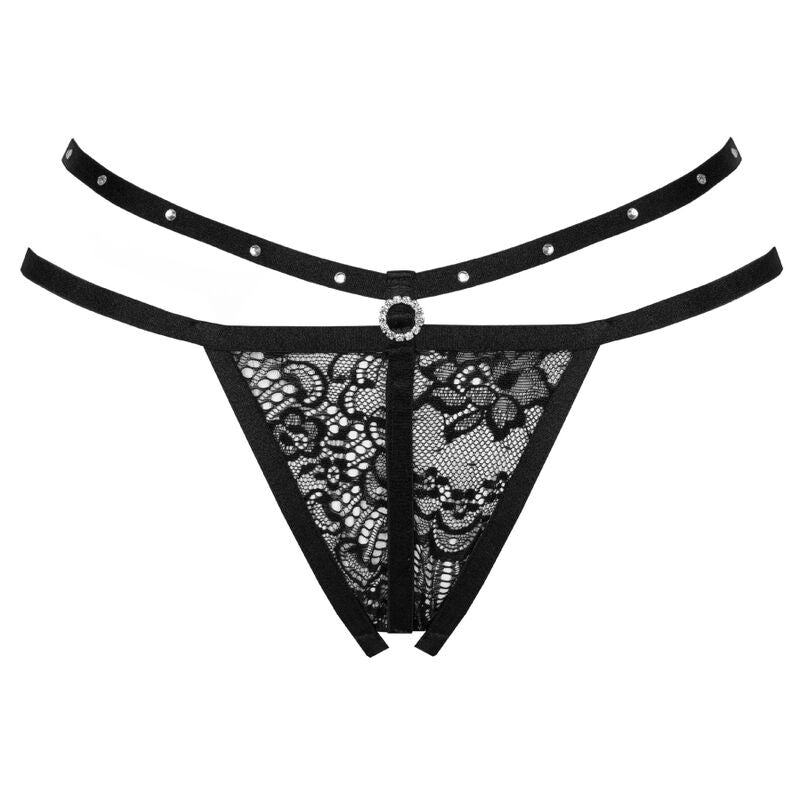 Livco Corsetti Fashionnomade Thong Crotchless Black | Niks.fi verkkokauppa