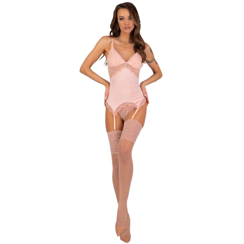 Livco Corsetti Fashionpersinne Peach Set Corset + Panty + Stockings | Niks.fi verkkokauppa