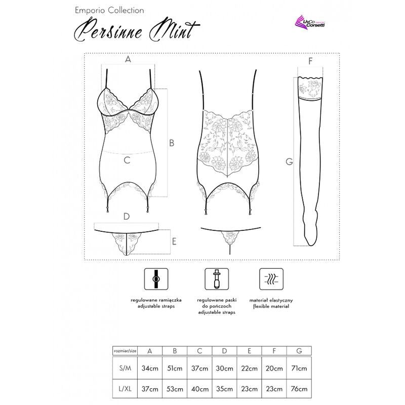 Livco Corsetti Fashionpersinne Mit Emporio Set Corset + Panty + Stockings | Niks.fi verkkokauppa